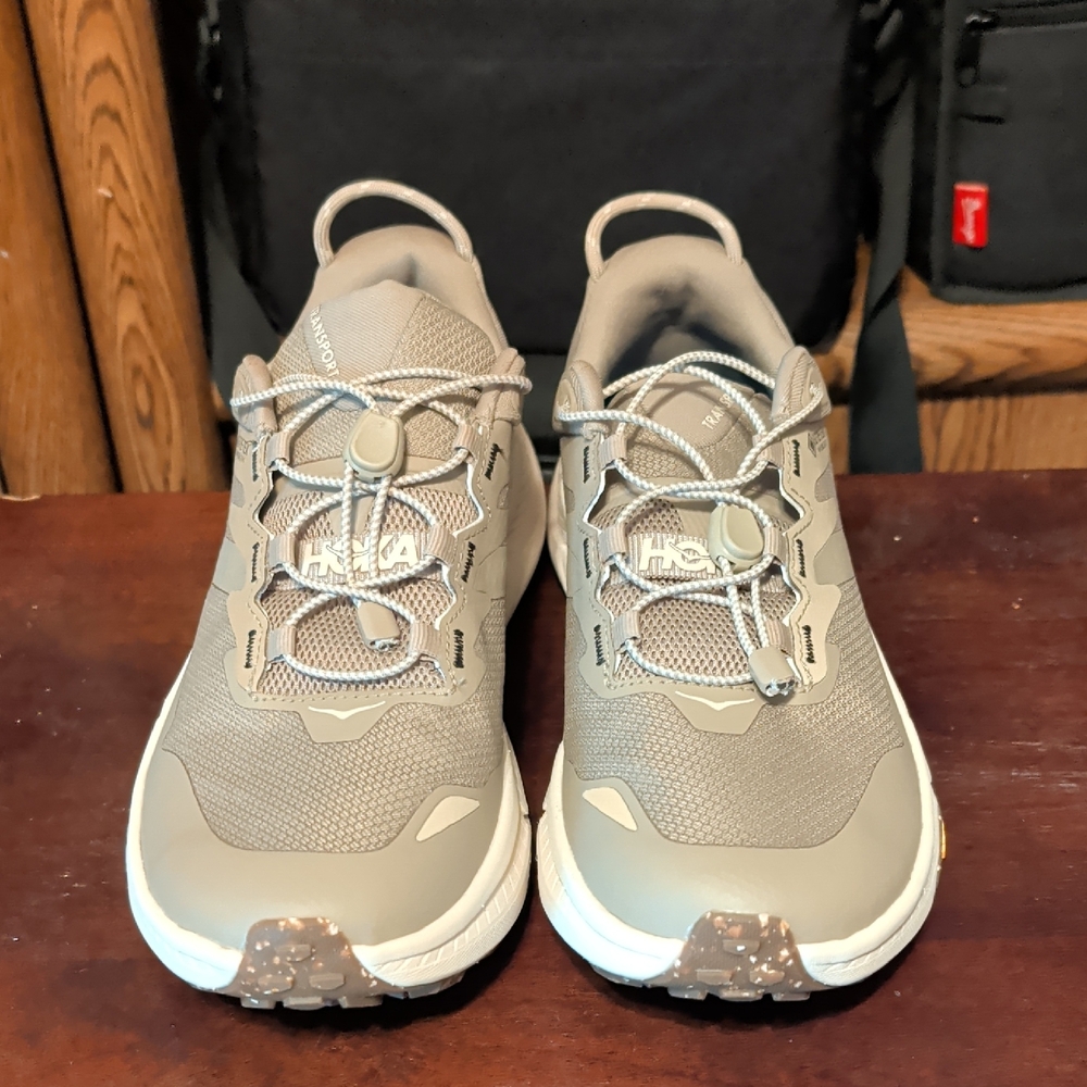 Hoka Taupe Lace-Up Sneakers 7.5D